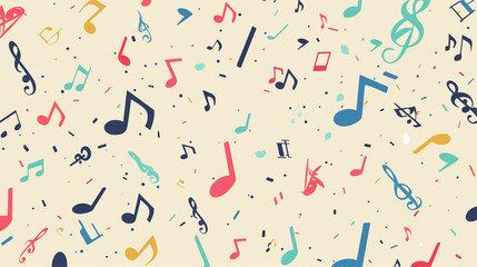 Vibrant Music Notes ABC Flat Vector Illustration