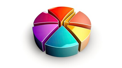 A colorful 3D pie chart representing data segments and analysis.