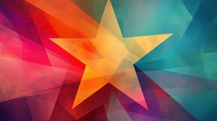 Obraz premium Bright star shape set against a vibrant, colorful background with abstract patterns
