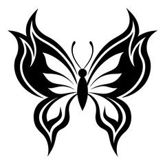 Tribal Butterfly Design - Intricate Black and White Illustration