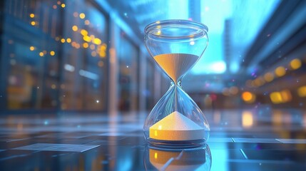 Minimalist hourglass on a neutral background with an emphasis on simplicity and elegance in a calming contemporary art style