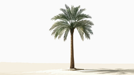 Obraz premium Elegant Date Palm Tree Silhouette on White Background Flat Vector Illustration