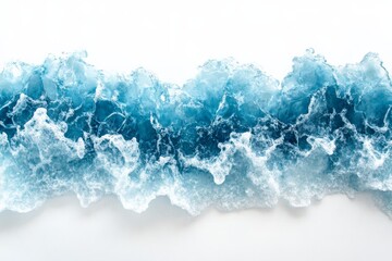 An artistic frozen ice sculpture displaying dynamic shades of vibrant blue. The abstract form showcases the transient beauty and fleeting nature of ice in art.
