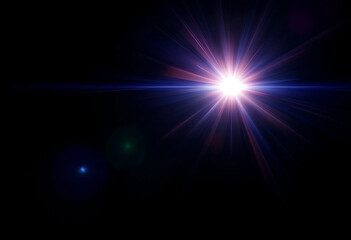 Radiant streak overlay on black, Lens Flare illustration, Optical shining effects