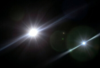 Black background radiant light streaks, Optical Flare design illustration, Bright lens overlay