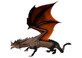 Fototapeta premium 3D Rendering Fairy Tale Dragon on White