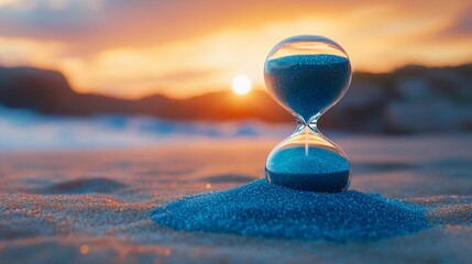 Hourglass with fine detailing on sand grains representing focus and persistence in a smooth and modern digital art style
