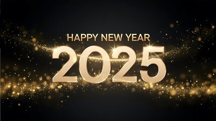 2025 Happy New Year black template with golden glitter, gold, 2025, new year, christmas, background, celebration
