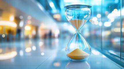 Hourglass with fine detailing on sand grains representing focus and persistence in a smooth and modern digital art style