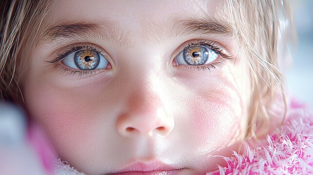 Close-up portrait of a young girl with striking eyes.