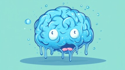 a cartoon brain with a melting face