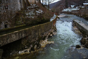 River Traun in Lauffen, Salzkammergut, Gmunden district, Upper Austria, Austria
