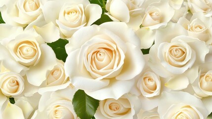 Obraz premium Elegant White Roses in Full Bloom on a Soft Green Background