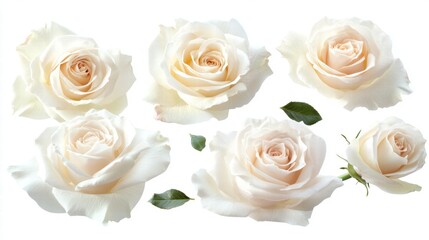 Elegant Arrangement of Fresh White Roses on a Light Background, Showcasing Their Delicate Petals, Soft Color, and Natural Beauty for Floral Displays and Decoration Ideas