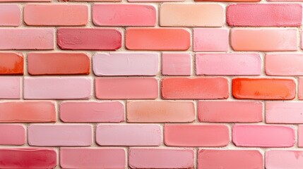 Obraz premium Colorful Pink Brick Wall for Background or Interior Design Use
