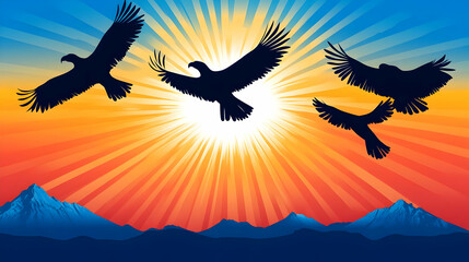 Obraz premium Majestic Eagle Silhouette Illustration