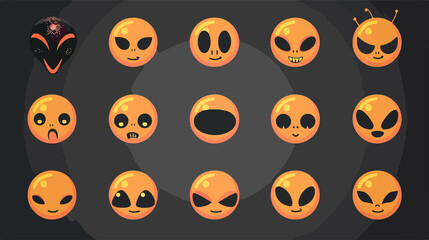 Flat Vector Alien Emoticon Set for Expressive Illustrations