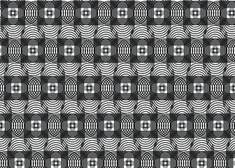 Retro black and white geometric pattern background, vector abstract circle, triangle and square lines art. Trendy bauhaus pattern backgrounds op-art set
