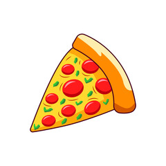 Pizza slice with topping. Pizza cartoon vector illustration.eps