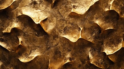 Gold in abstract organic shapes, such as smooth curves and jagged edges, scattered on a textured background, photographed in ultra-sharp 4K clarity