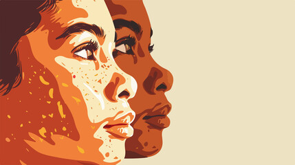 Flat Vector Illustration of Adult and Child with Vitiligo