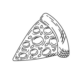 Pizza sketch hand drawn. Pizza doodle line art. Vector illustration