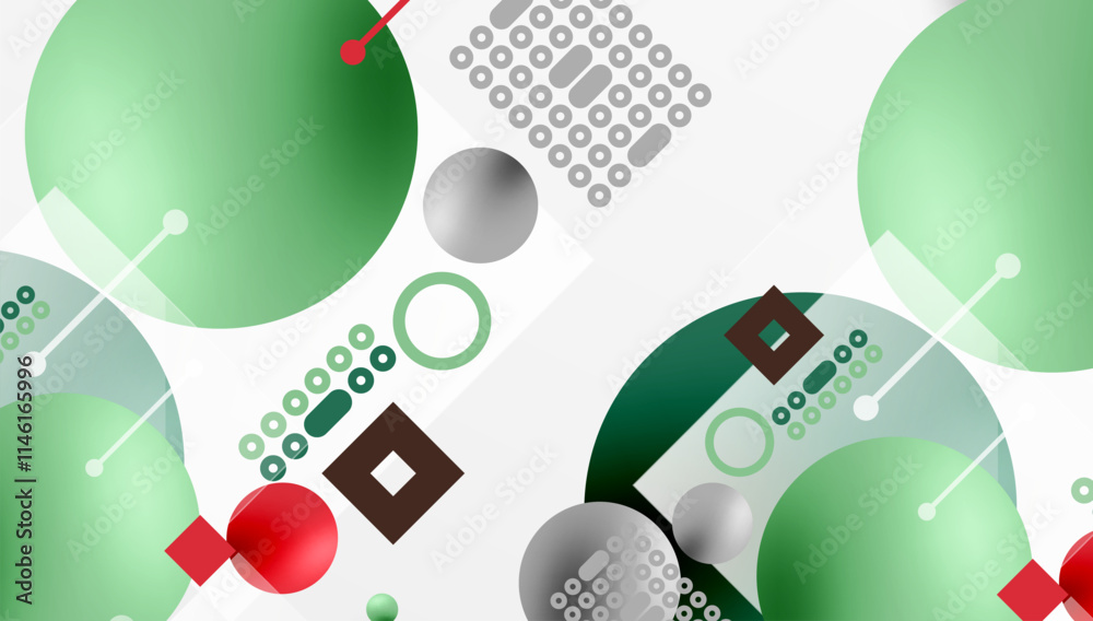 Poster Minimalistic abstract vector design, layered geometric shapes circles, squares, and triangles with soft pastel gradients and semi-transparent effects. Perfect for contemporary use