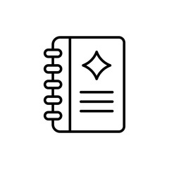 Promotional notebook outline icons, minimalist vector illustration ,simple transparent graphic element .Isolated on white background