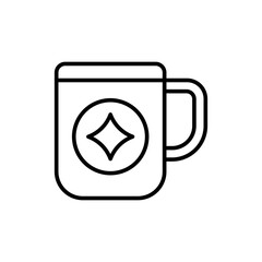 Promotional mug outline icons, minimalist vector illustration ,simple transparent graphic element .Isolated on white background