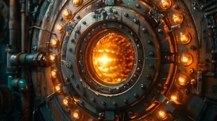 Obraz premium a circular metal object with a light shining through it