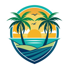 tropical island with trees