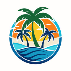 tropical island with palm trees