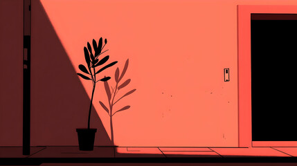 Coral Wall Plant Illustration