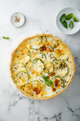Homemade courgette quiche with cheese