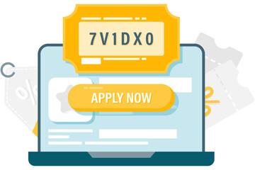 laptop with a digital promotional coupon