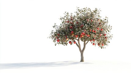 Obraz premium Isolated apple tree with fruits on a white background for a clean design