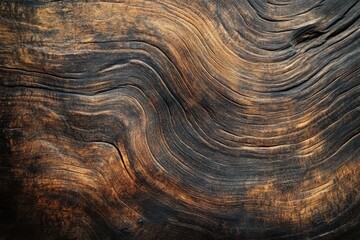 A top-down view of an old, weathered wooden table with a distressed wood texture, set against a rustic background in a brown color tone. Photorealistic, high-resolution, and highly detailed, with a ci