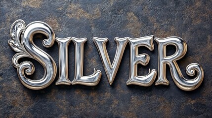 Silver Text Effect on Dark Background Shiny, Glittering Font Style for Luxury Designs