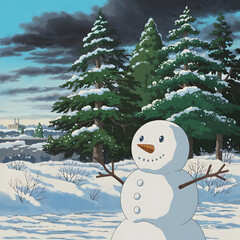 Obraz premium snowman in the forest