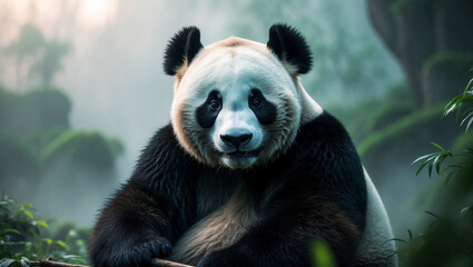 Obraz premium Discover adorable panda images: cute giant pandas, baby pandas playing, and pandas eating bamboo. Perfect for creative projects, presentations, and panda lovers.