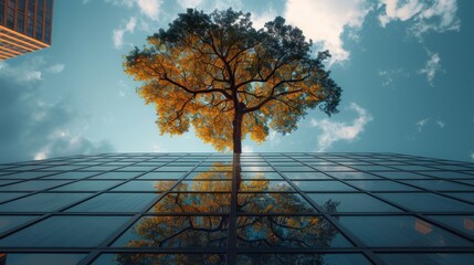 a tall tree sitting next to a tall building