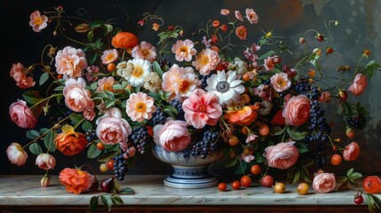 a vase of flowers on a table
