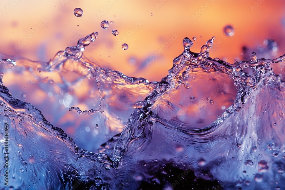 Aufkleber a dynamic water splash with purple and orange lighting captures motion and energy, showcasing the me