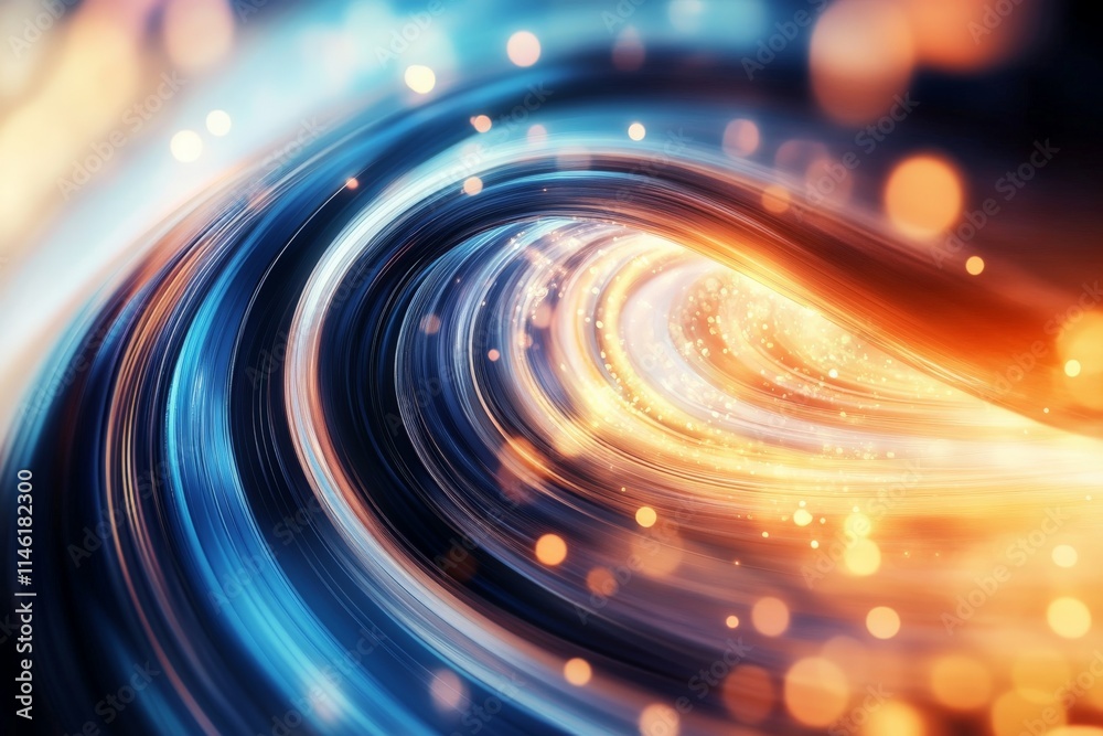 Aufkleber dynamic swirl of blue and orange light trails creates an abstract and mesmerizing effect, evoking mo