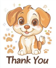 Obraz premium Cute Cartoon Illustration of a Playful Puppy Saying Thank You