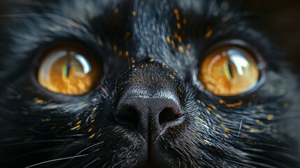 Black cat with yellow eyes