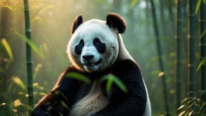 Obraz premium Discover adorable panda images: cute giant pandas, baby pandas playing, and pandas eating bamboo. Perfect for creative projects, presentations, and panda lovers.