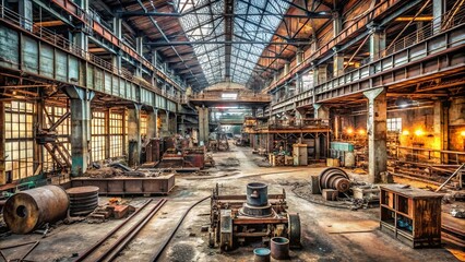 Derelict Industrial Plant Interior A Glimpse into Forgotten Machinery and Rusted Structures