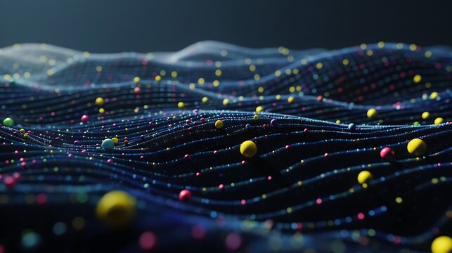A 3D scatter plot with colorful data points floating in space, captured from an HD perspective.