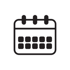 Calendar icon. Black Calendar icon on white background. Vector illustration